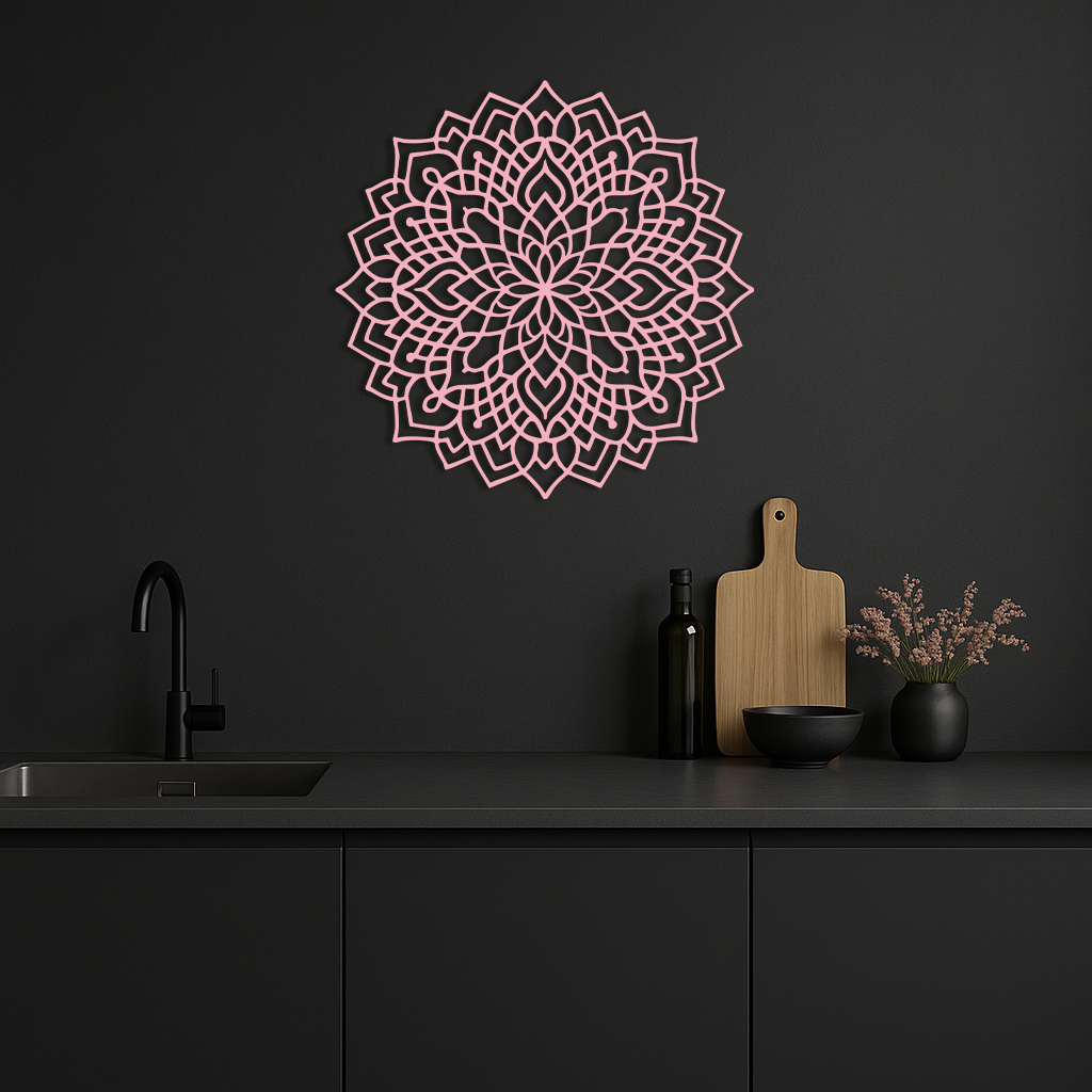 Mandala Silhouette Metal Wall Art – Intricate Sacred Geometry Design - KAFGP058