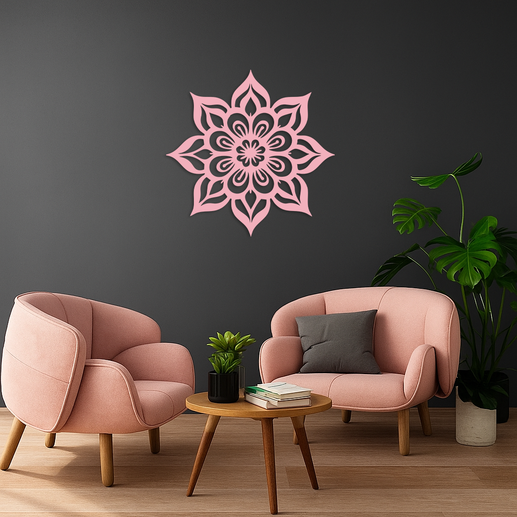 Lotus Mandala Metal Wall Art – Floral Geometric Silhouette - KAFGP059