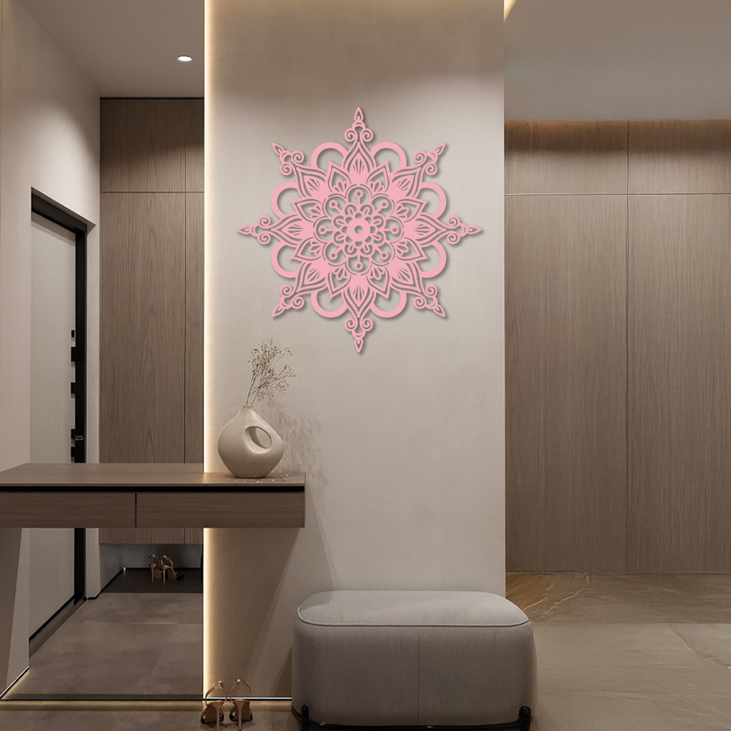 Mandala Silhouette Metal Wall Art – Sacred Geometry Flower Design - KAFGP060
