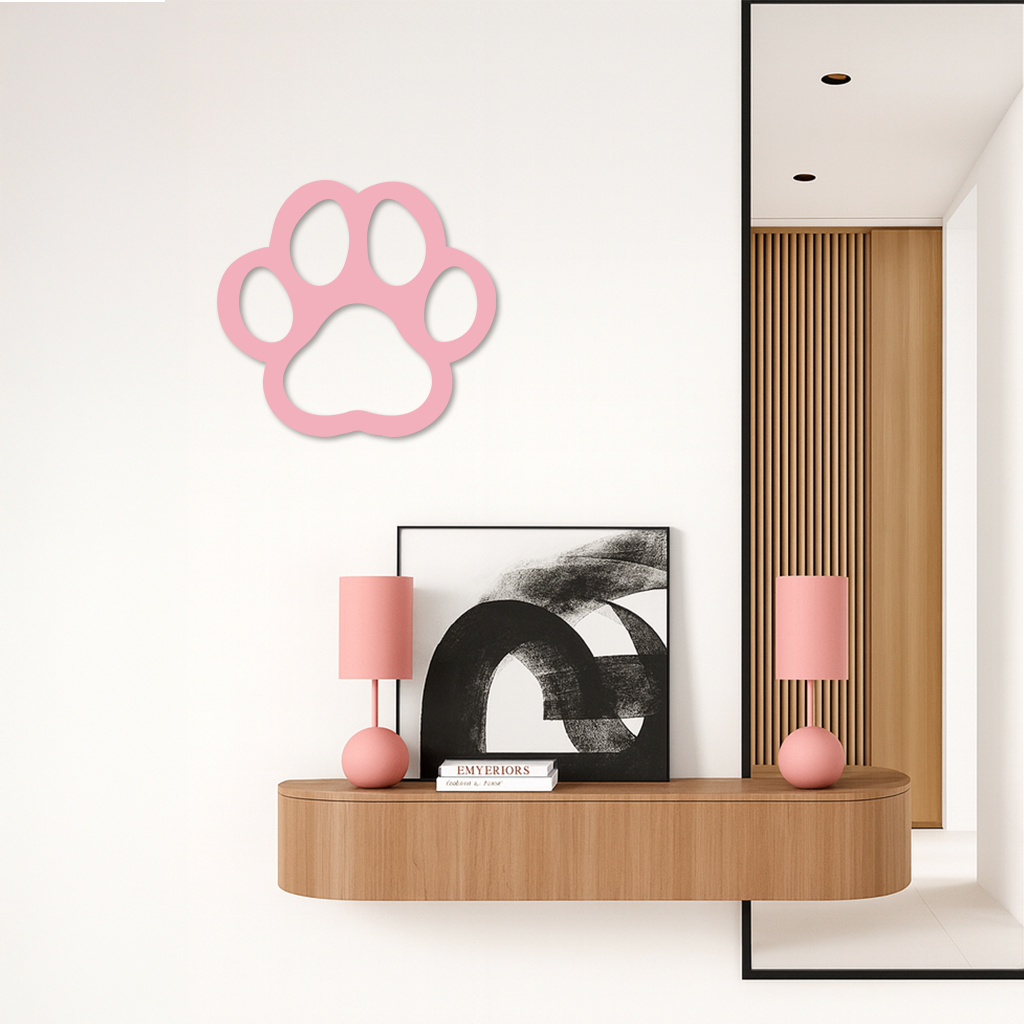 Paw Print Silhouette Metal Wall Art – Minimal Pet Lover Home Decor - KAFGP064