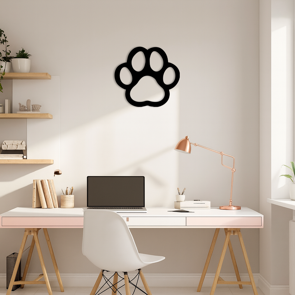 Paw Print Silhouette Metal Wall Art – Minimal Pet Lover Home Decor - KAFGP064