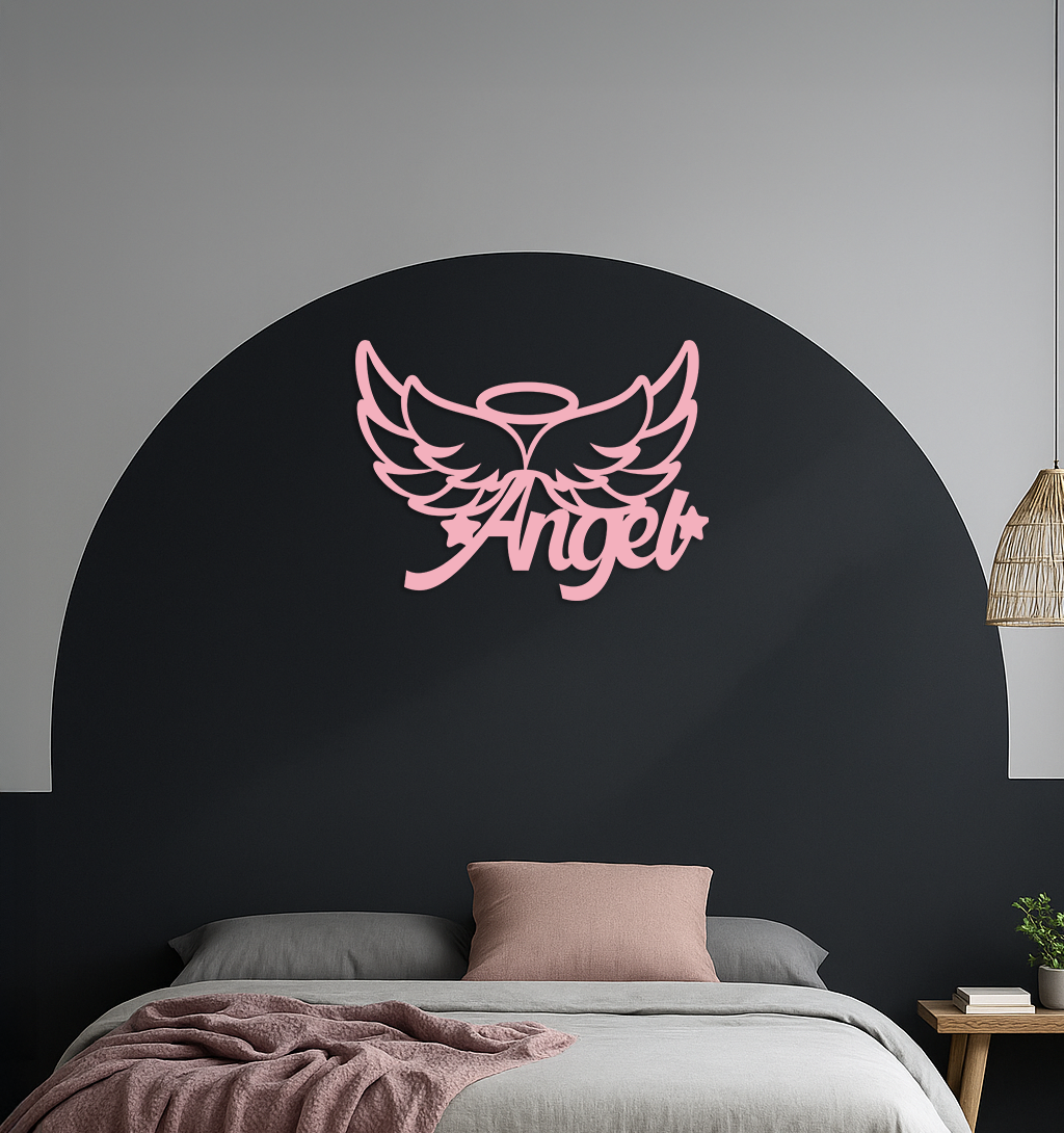 Angel Wings with Halo Metal Wall Art – Modern Spiritual Decor - KAFGP084