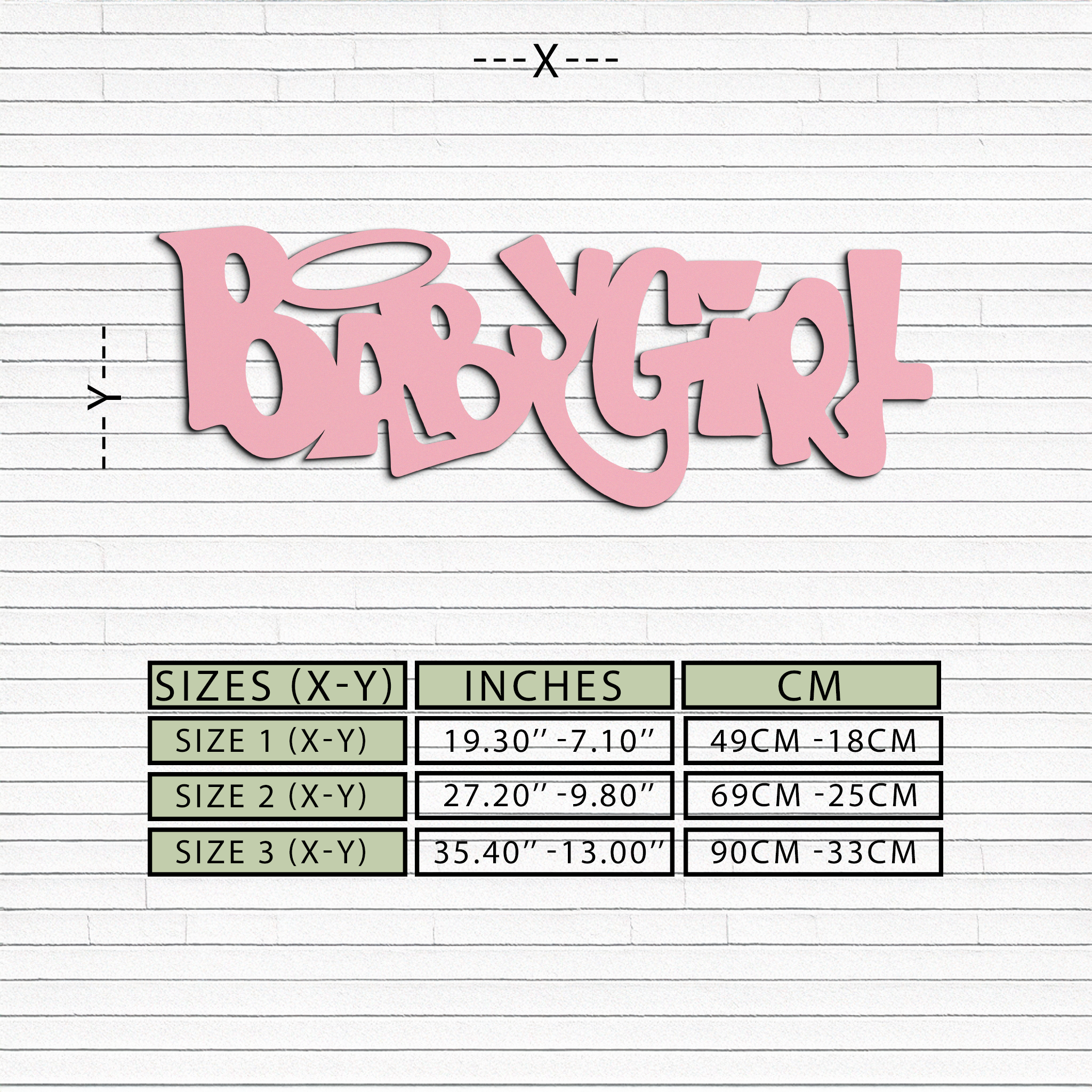 Babygirl Text Metal Wall Art – Modern Typography Home Decor - KAFGP086
