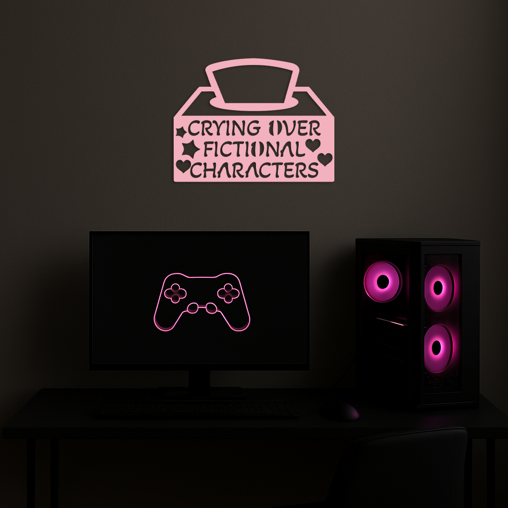 Crying Over Fictional Characters Metal Wall Art – Book & Movie Lovers Quote Decor - KAFGP090