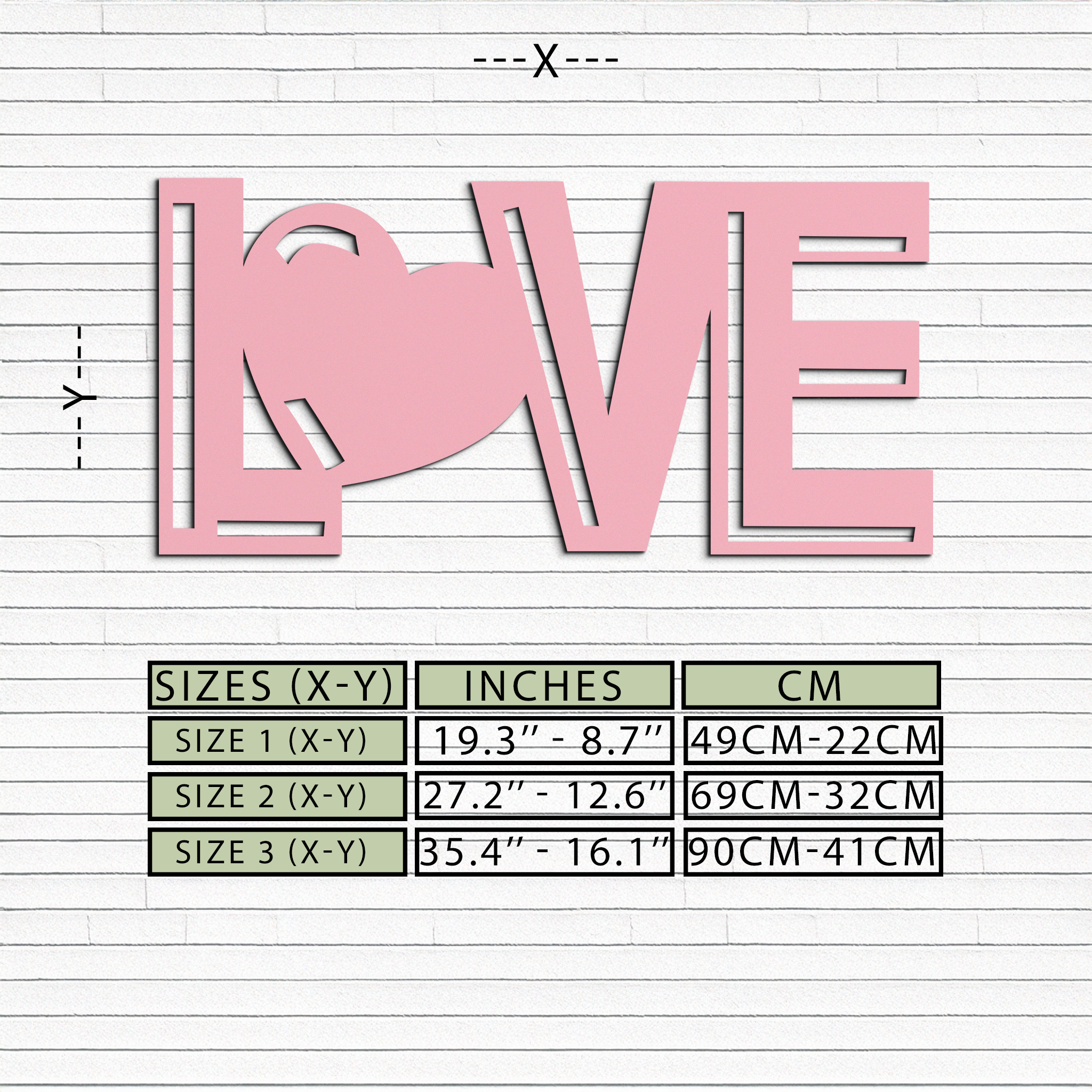 LOVE Heart Typography Metal Wall Art – Modern Romantic Decor - KAFGP097