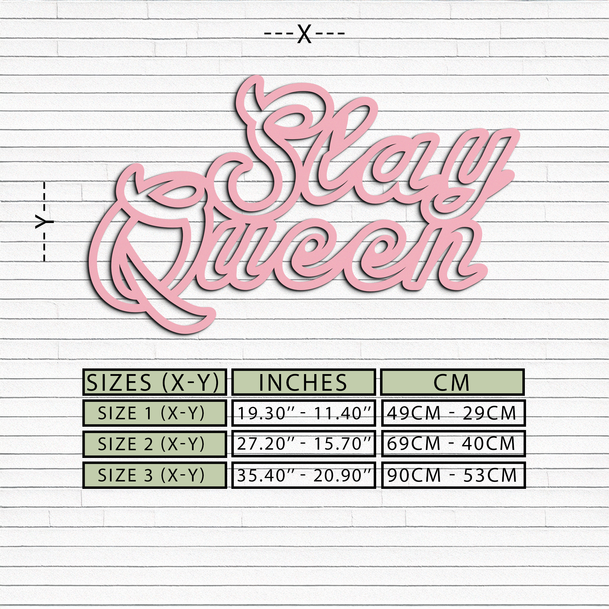 Slay Queen Typography Metal Wall Art – Feminine Empowerment Design - KAFGP106