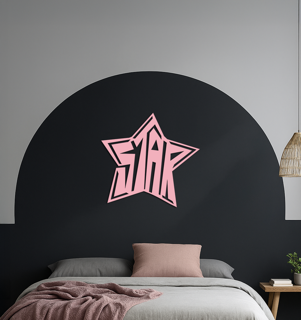 Star Shaped Typography Metal Wall Art – Bold Statement Design - KAFGP108