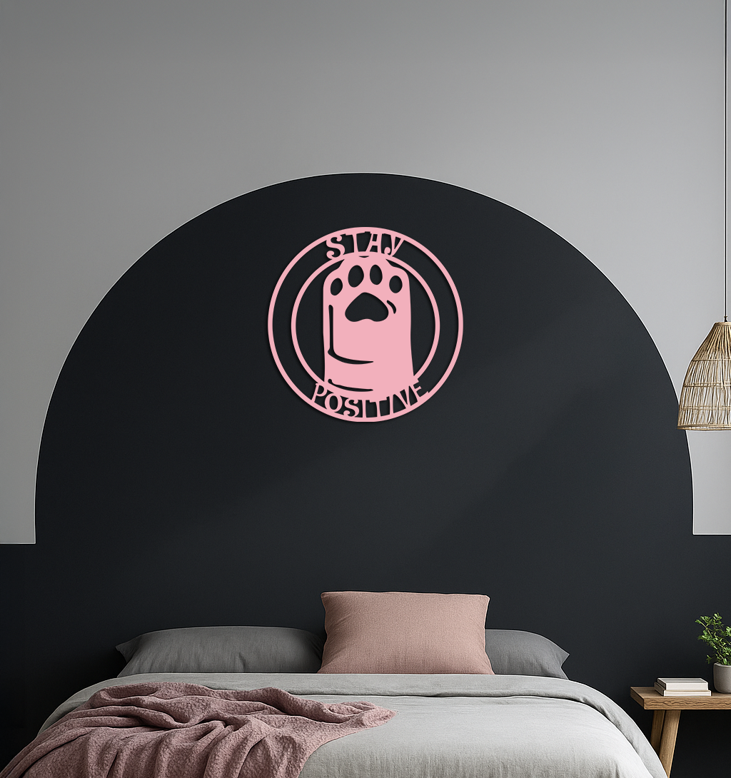 Stay Positive Paw Print Metal Wall Art – Inspirational Pet Lover Decor - KAFGP110