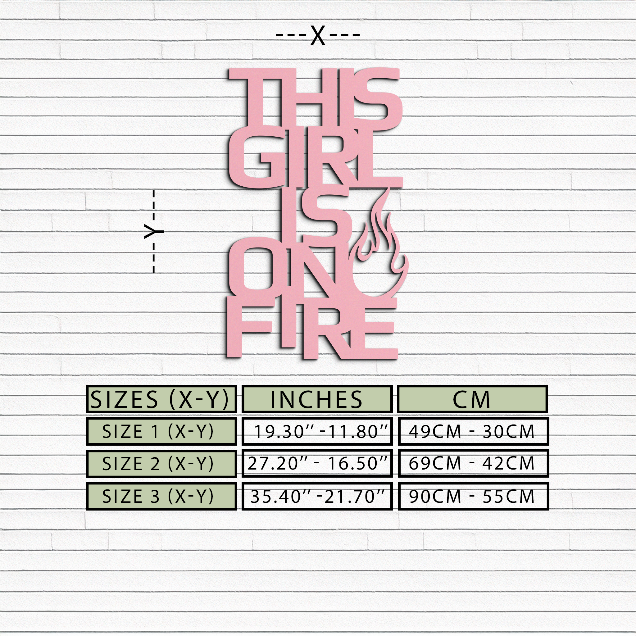 This Girl Is On Fire Metal Wall Art – Bold Flame Typography Design - KAFGP112