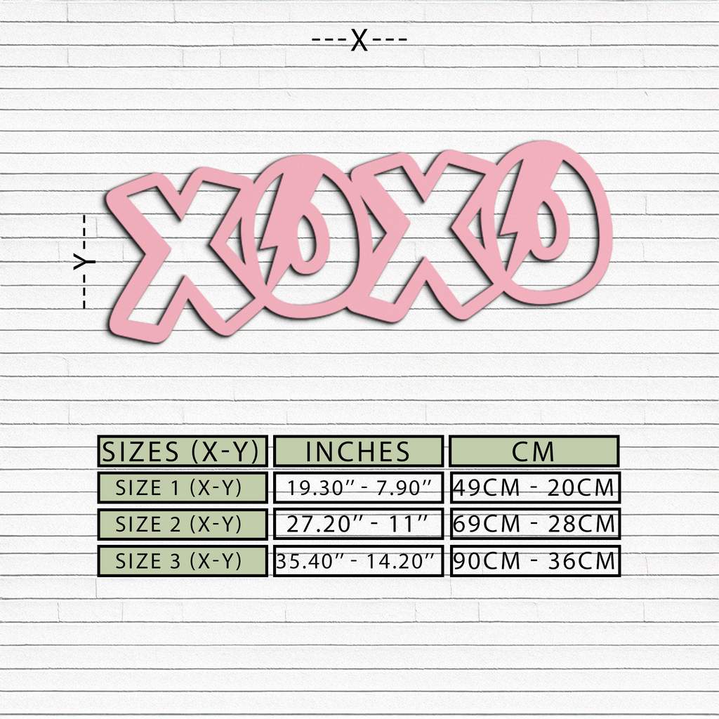 XOXO Word Art Metal Wall Decor – Modern Love Quote Design - KAFGP114