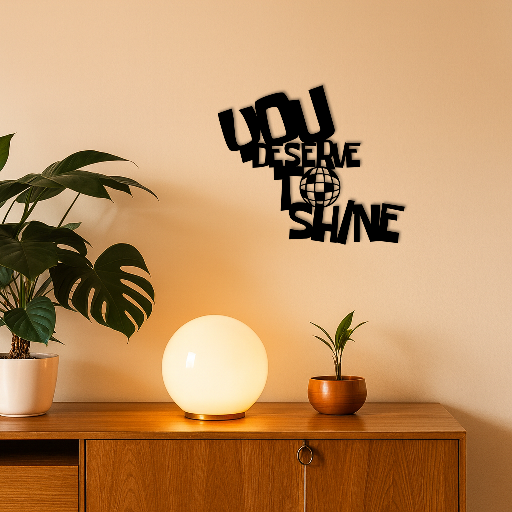 You Deserve to Shine Metal Wall Art – Motivational Disco Ball Design - KAFGP115