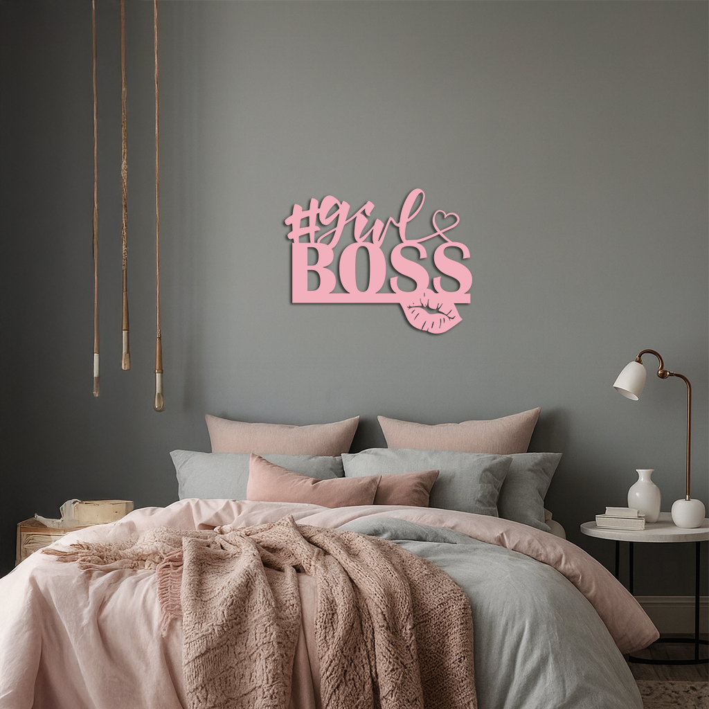 Girl Boss Metal Wall Art – Feminine Power & Modern Decor - KAFGP119