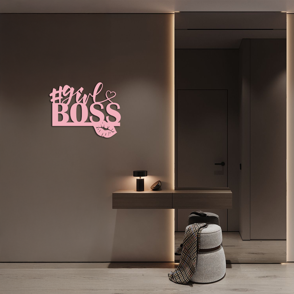 Girl Boss Metal Wall Art – Feminine Power & Modern Decor - KAFGP119