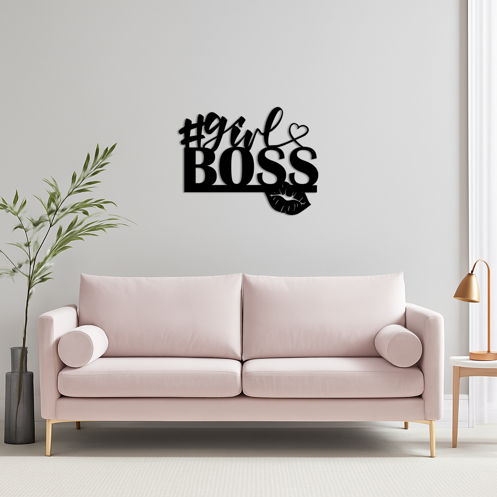 Girl Boss Metal Wall Art – Feminine Power & Modern Decor - KAFGP119