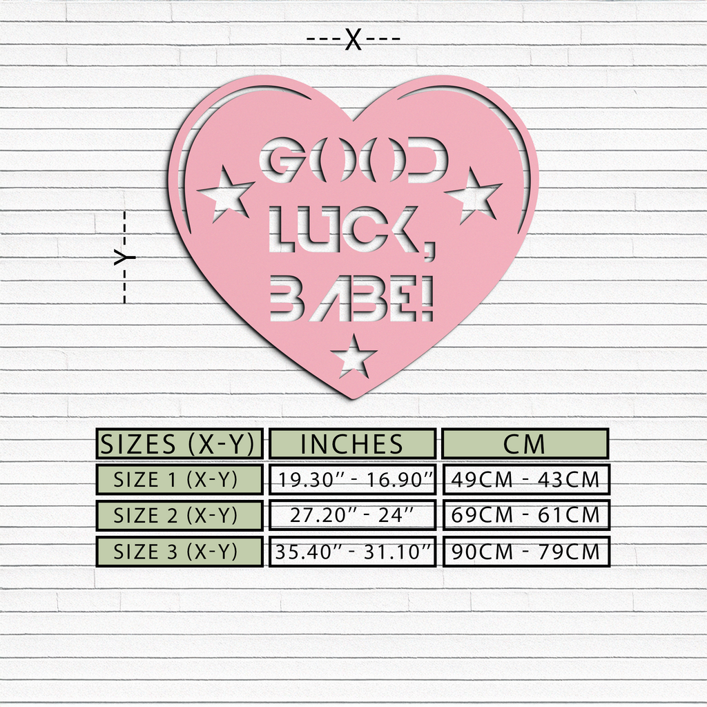 Good Luck Babe Heart Metal Wall Art – Positive Vibes Star Design - KAFGP120