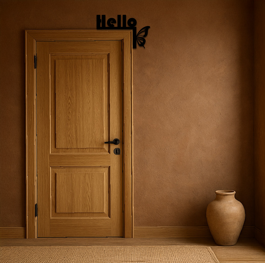 Hello Butterfly Metal Wall Art – Door Corner Decorative Sign - KAFGP122