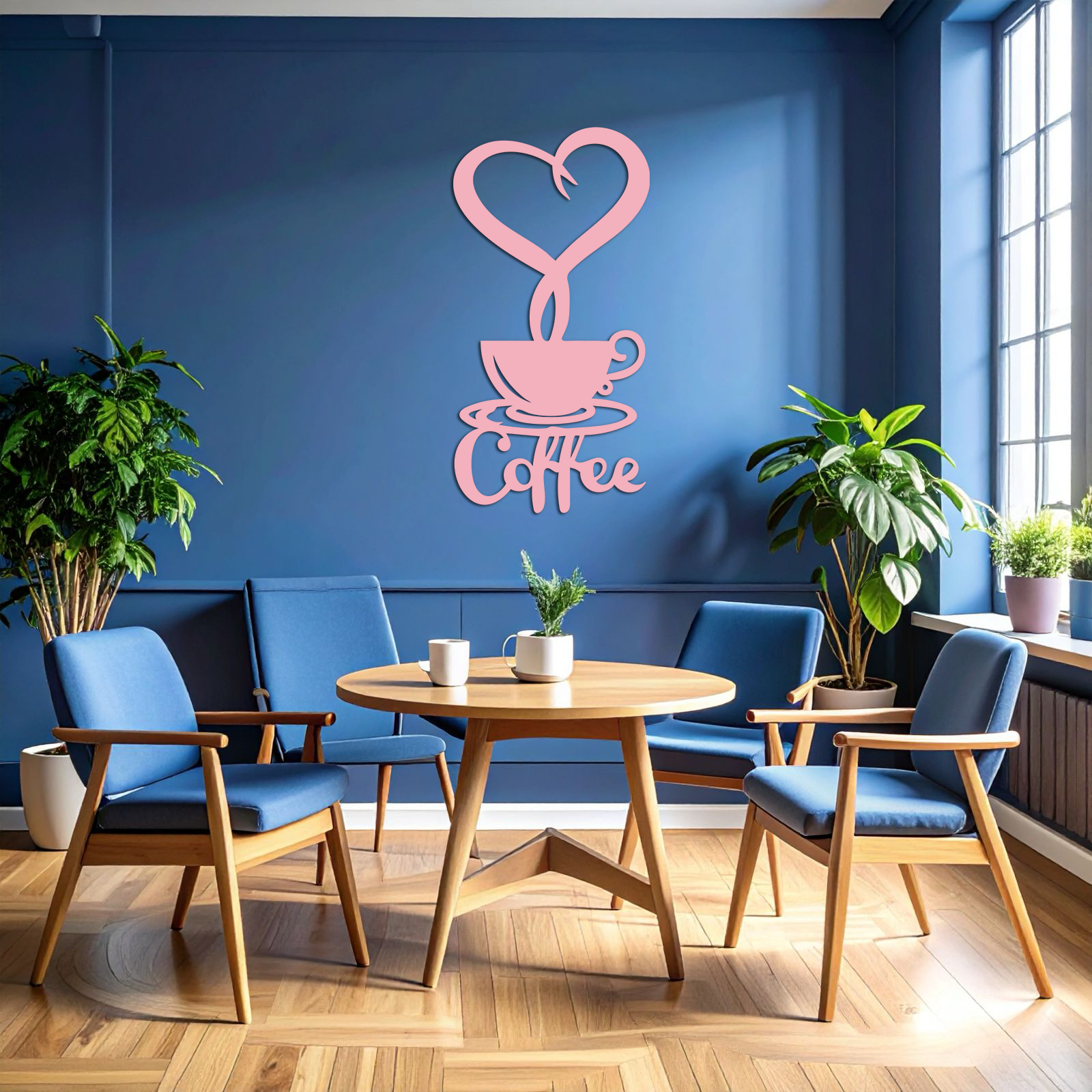 Coffee Cup Heart Metal Wall Art – Modern Coffee Lover Kitchen Decor -KAFGP131