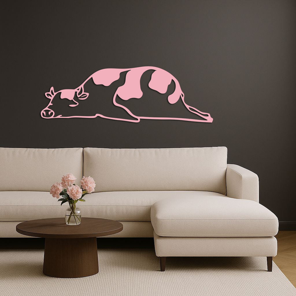 Minimalist Cow Silhouette Metal Wall Art – Farmhouse Animal Decor - KAFGP134