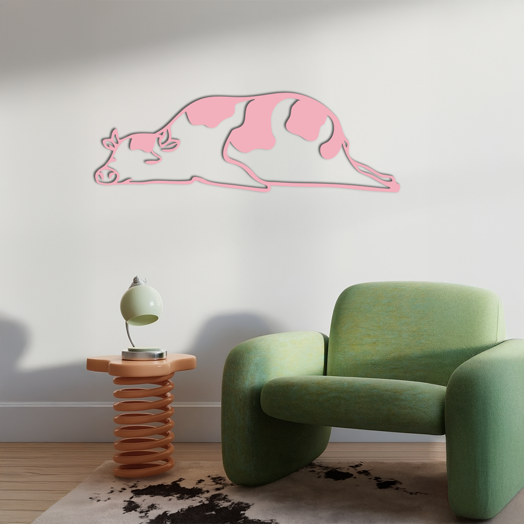 Minimalist Cow Silhouette Metal Wall Art – Farmhouse Animal Decor - KAFGP134