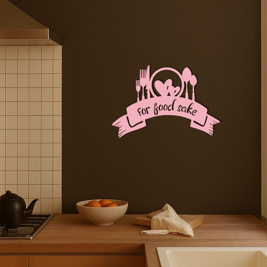 For Food Sake Metal Wall Art – Modern Kitchen & Dining Room Decor - KAFGP139