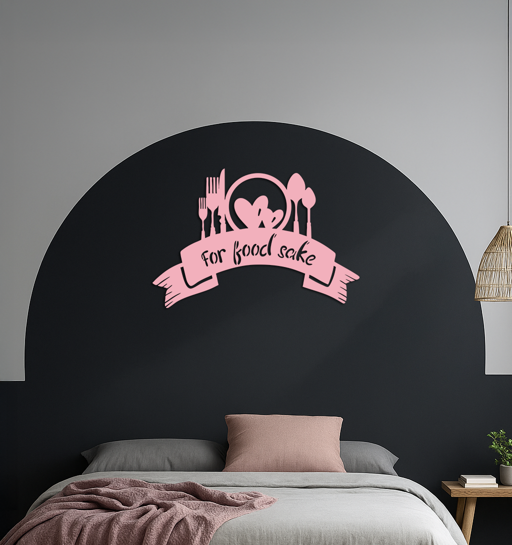 For Food Sake Metal Wall Art – Modern Kitchen & Dining Room Decor - KAFGP139