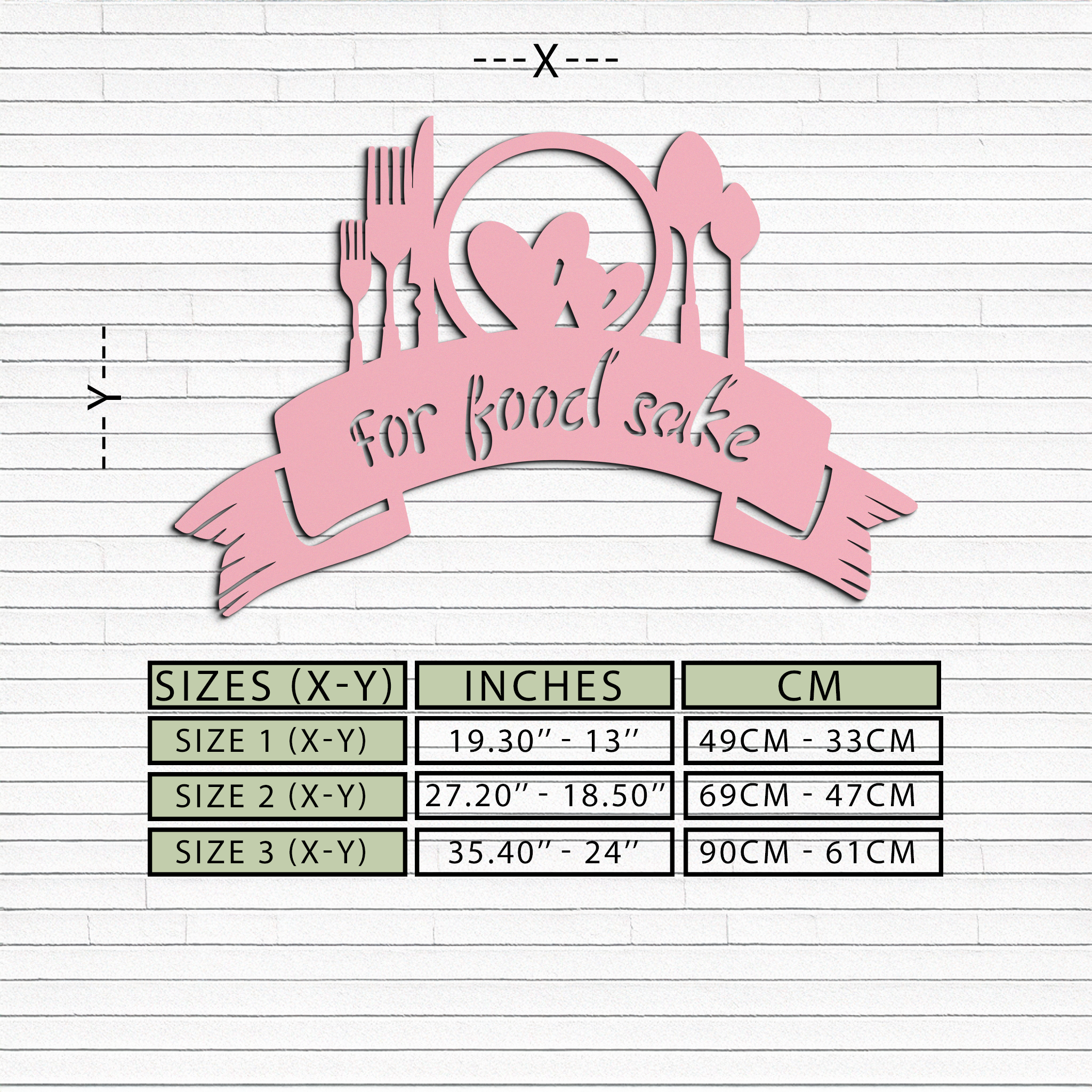 For Food Sake Metal Wall Art – Modern Kitchen & Dining Room Decor - KAFGP139