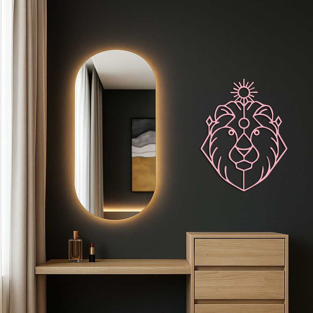 Leo Zodiac Metal Wall Art – Geometric Lion Horoscope Decor - KAFGP144