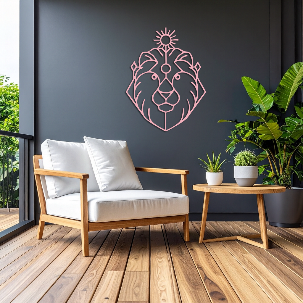 Leo Zodiac Metal Wall Art – Geometric Lion Horoscope Decor - KAFGP144