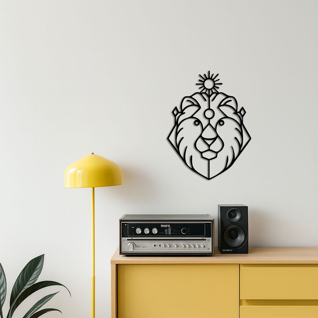 Leo Zodiac Metal Wall Art – Geometric Lion Horoscope Decor - KAFGP144