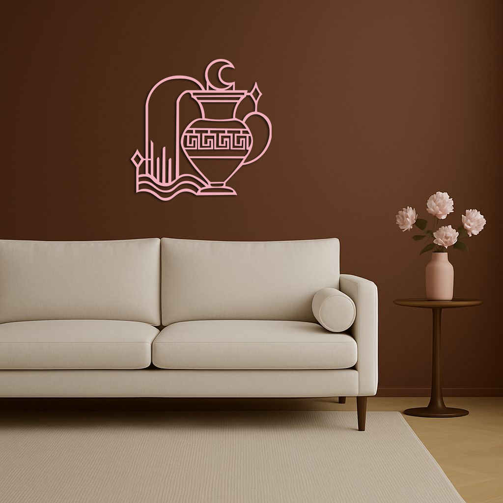 Aquarius Zodiac Metal Wall Art – Geometric Water Bearer Astrology Decor - KAFGP151