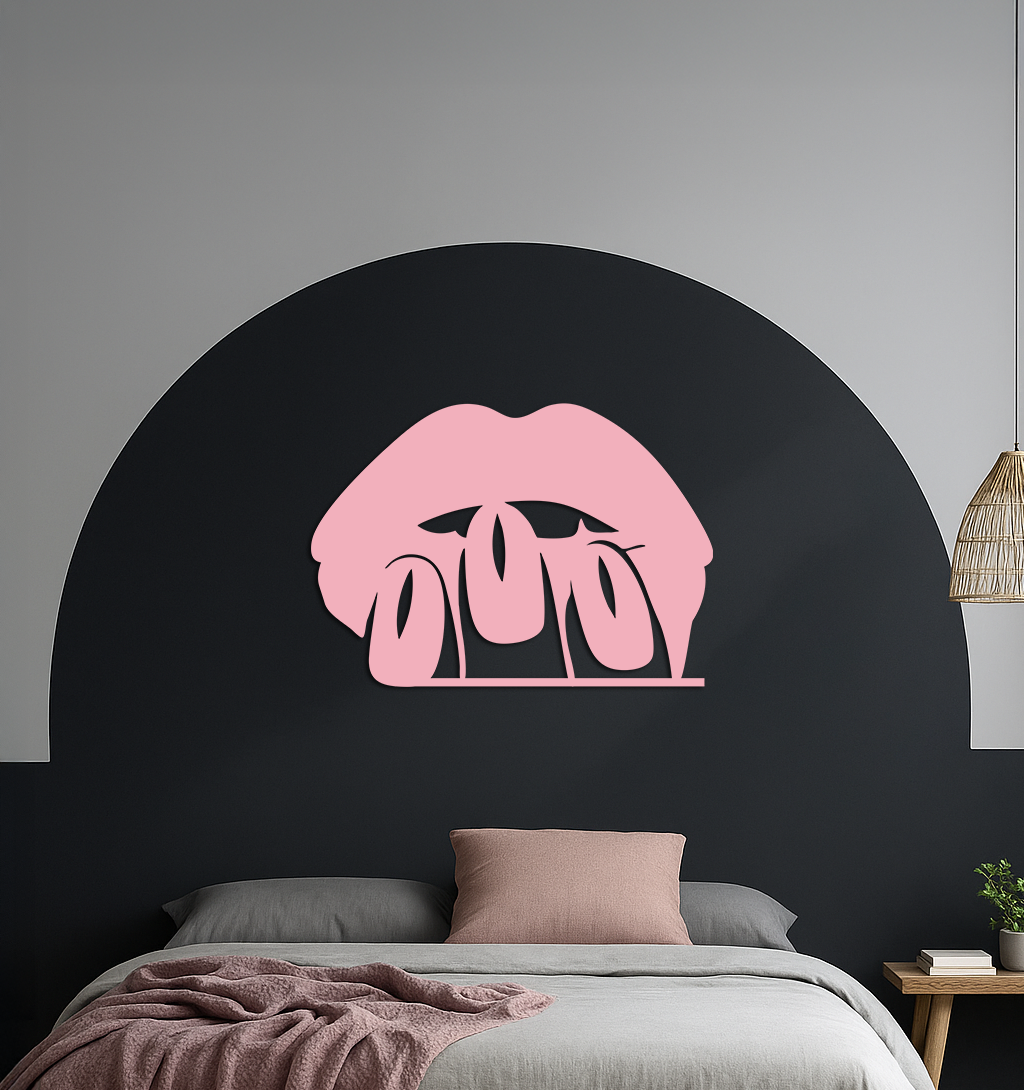 Pink Lips Metal Wall Art – Modern Glam Lip Design - KAFGP153