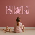 Pink Fairy Trio Metal Wall Art – Set of Three Fantasy Silhouette Panels - KAFGP156
