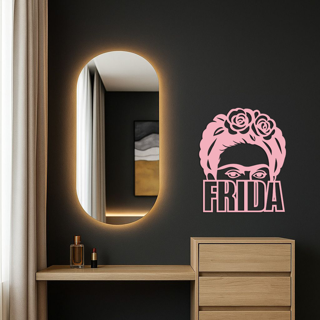 Frida Kahlo Portrait Silhouette – Pink Metal Wall Art - KAFGP165