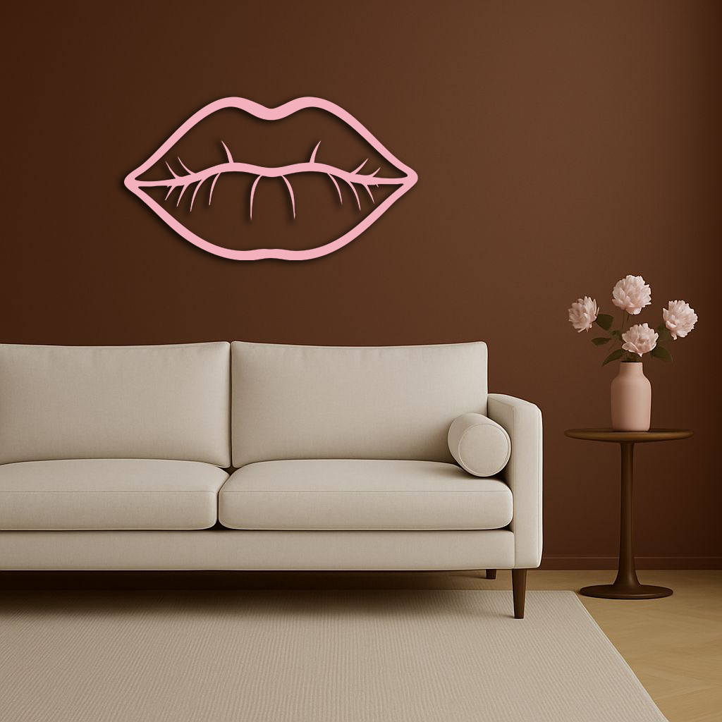 Lips Silhouette Pink Metal Wall Art – Modern Home Decor - KAFGP175