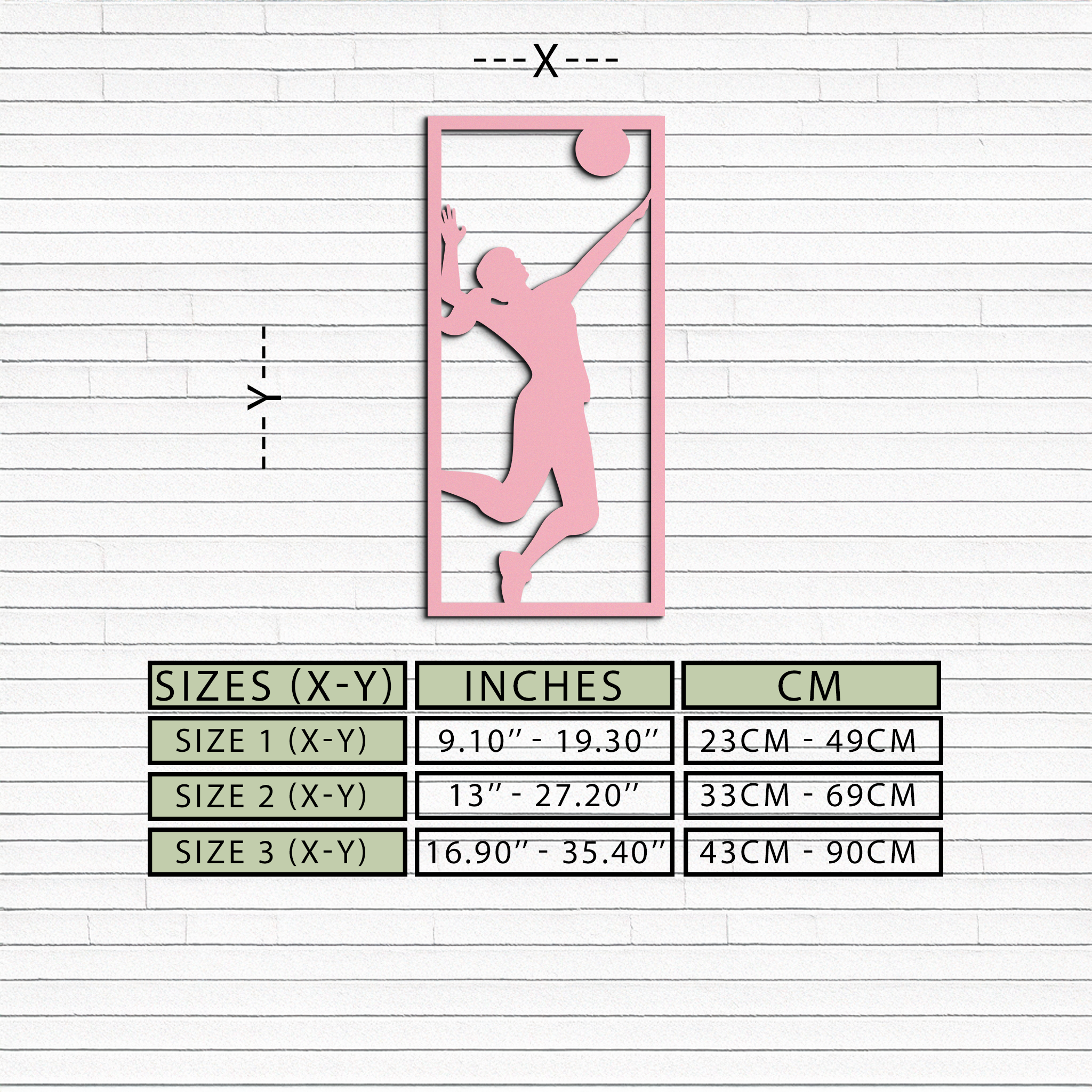 Volleyball Player Silhouette Metal Wall Art - Pink Modern Sports Décor - KAFGP186