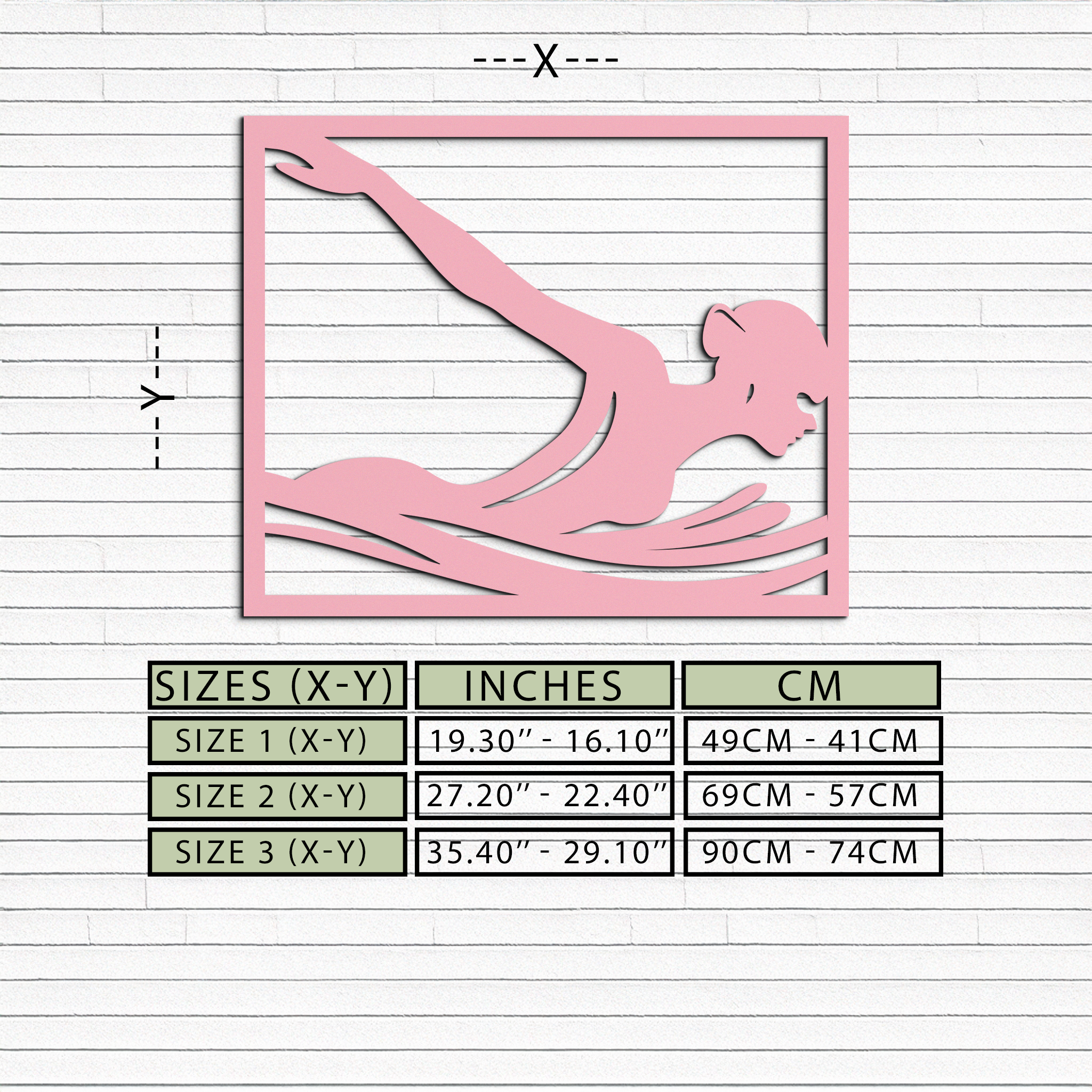 Pink Swimmer Woman Silhouette Metal Wall Art – Sporty Modern Home Decor - KAFGP187