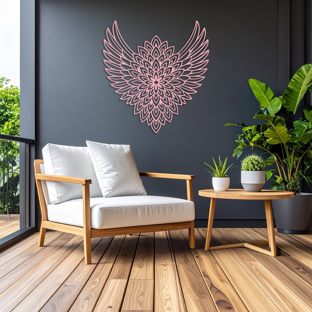 Winged Mandala Metal Wall Art – Sacred Geometry Design - KAFGP057