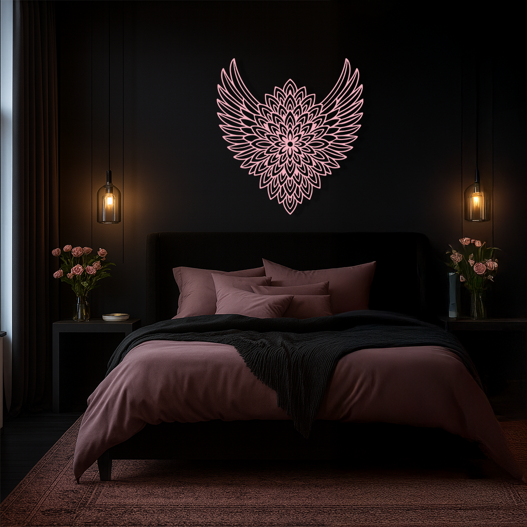 Winged Mandala Metal Wall Art – Sacred Geometry Design - KAFGP057