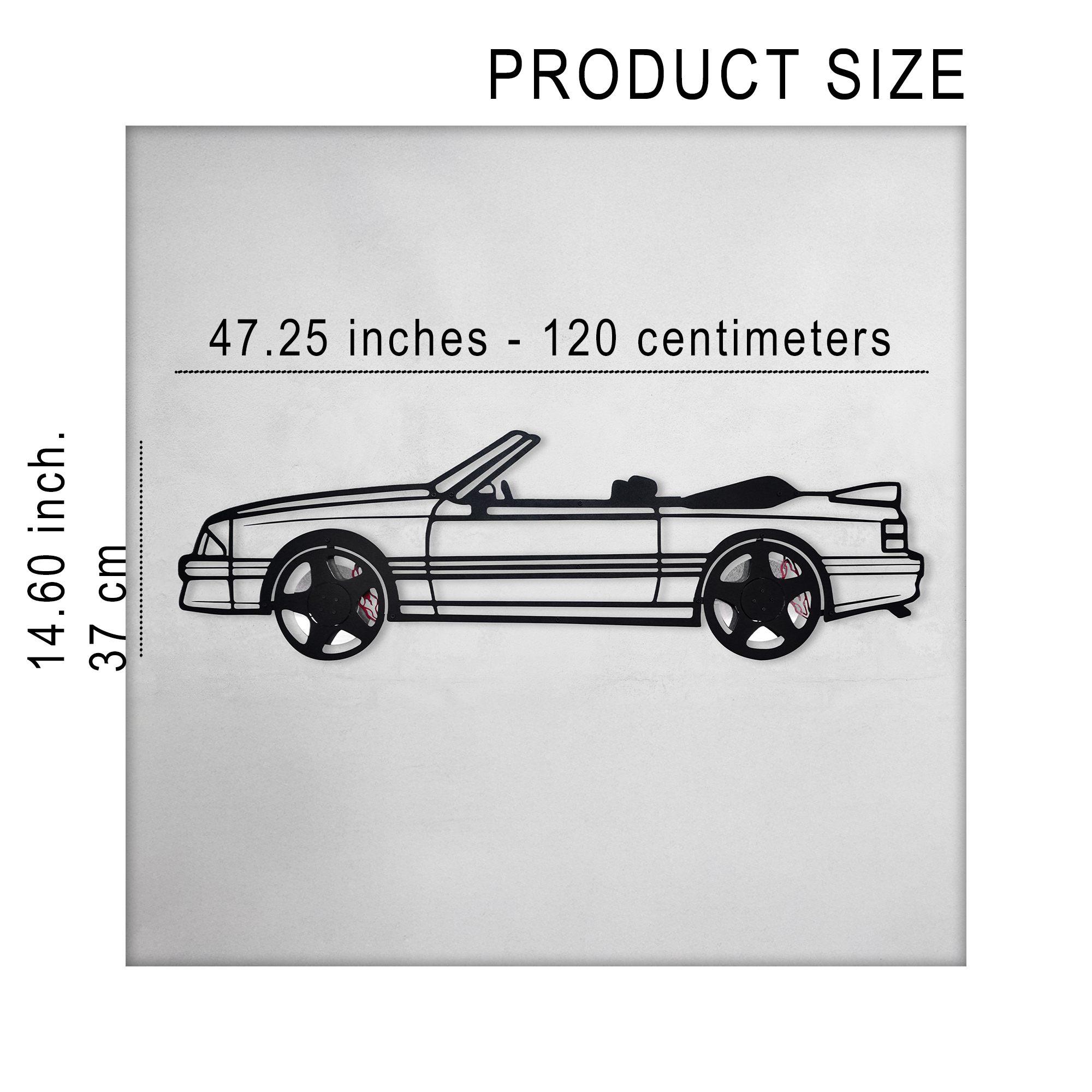 1993 Mustang GT Convertible Wall Art – Steel & Spinning Wheels-KAFMEKA002