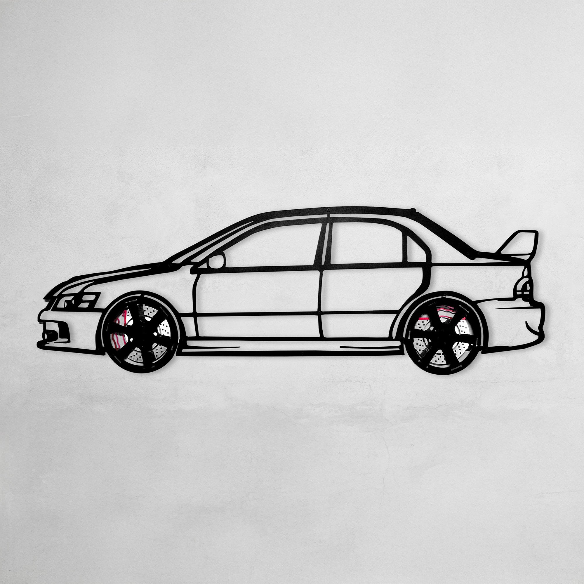 2006 Lancer Evo Metal Wall Art – JDM Steel with Spinning Wheels-KAFMEKA003