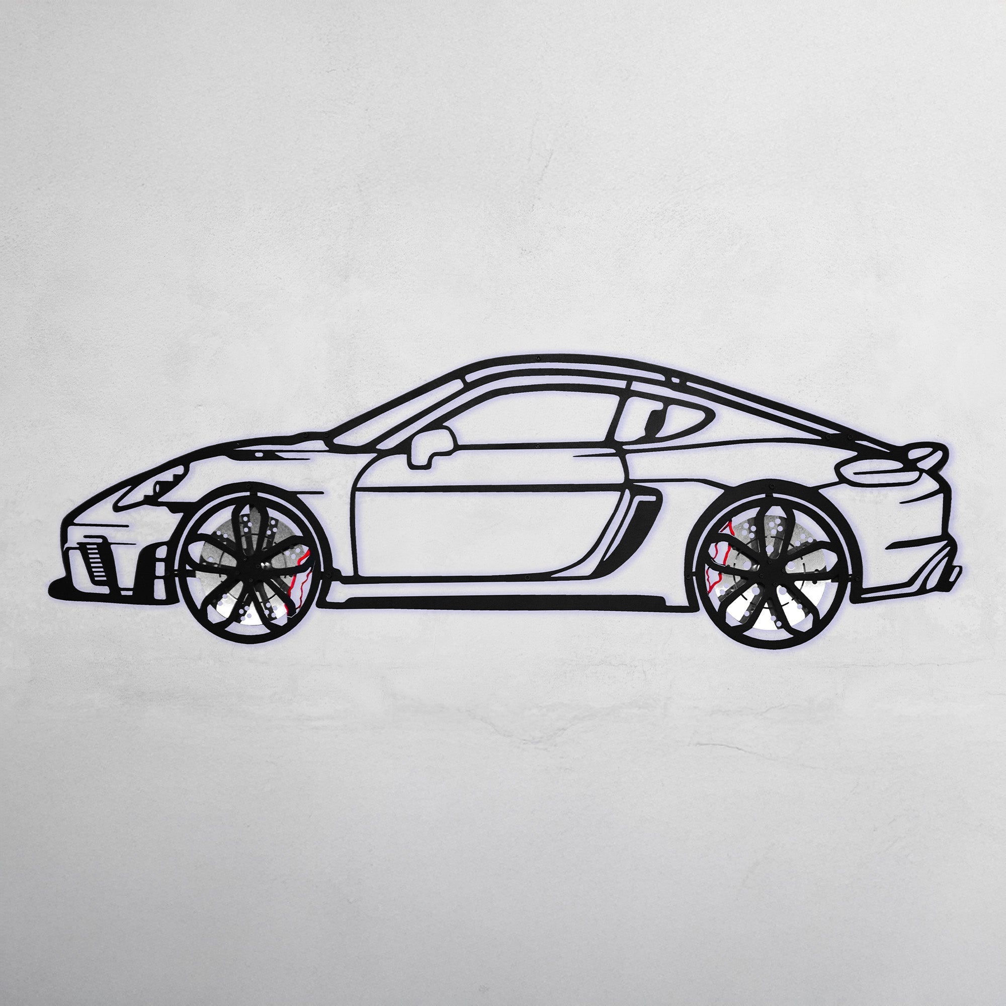 2022 Porsche Cayman 718 GT4 Wall Art – Steel Cut with Spinning Wheels-KAFMEKA008