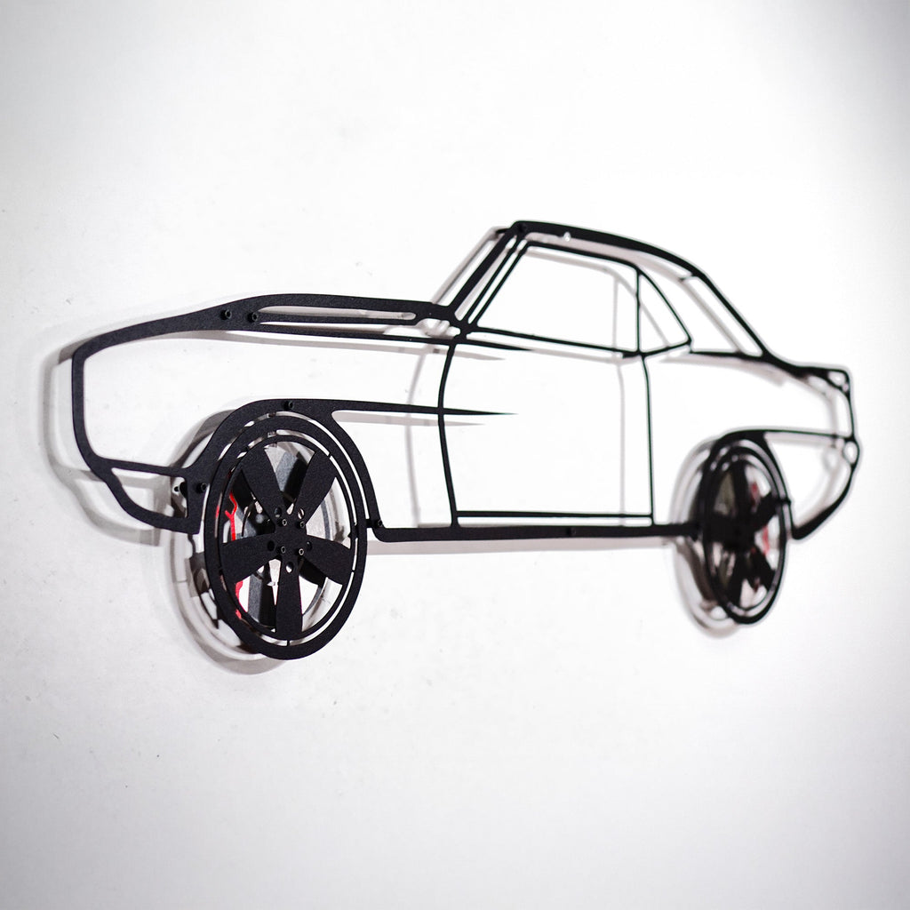 1969 Chevrolet Camaro Wall Art – Classic Steel Silhouette with Spinning Wheels-KAFMEKA021