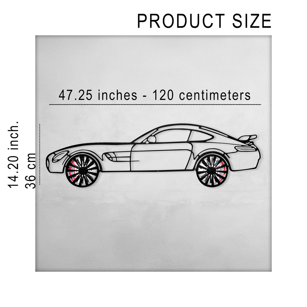 Mercedes-AMG GT R Wall Art – Steel Silhouette with Spinning Wheels-KAFMEKA033