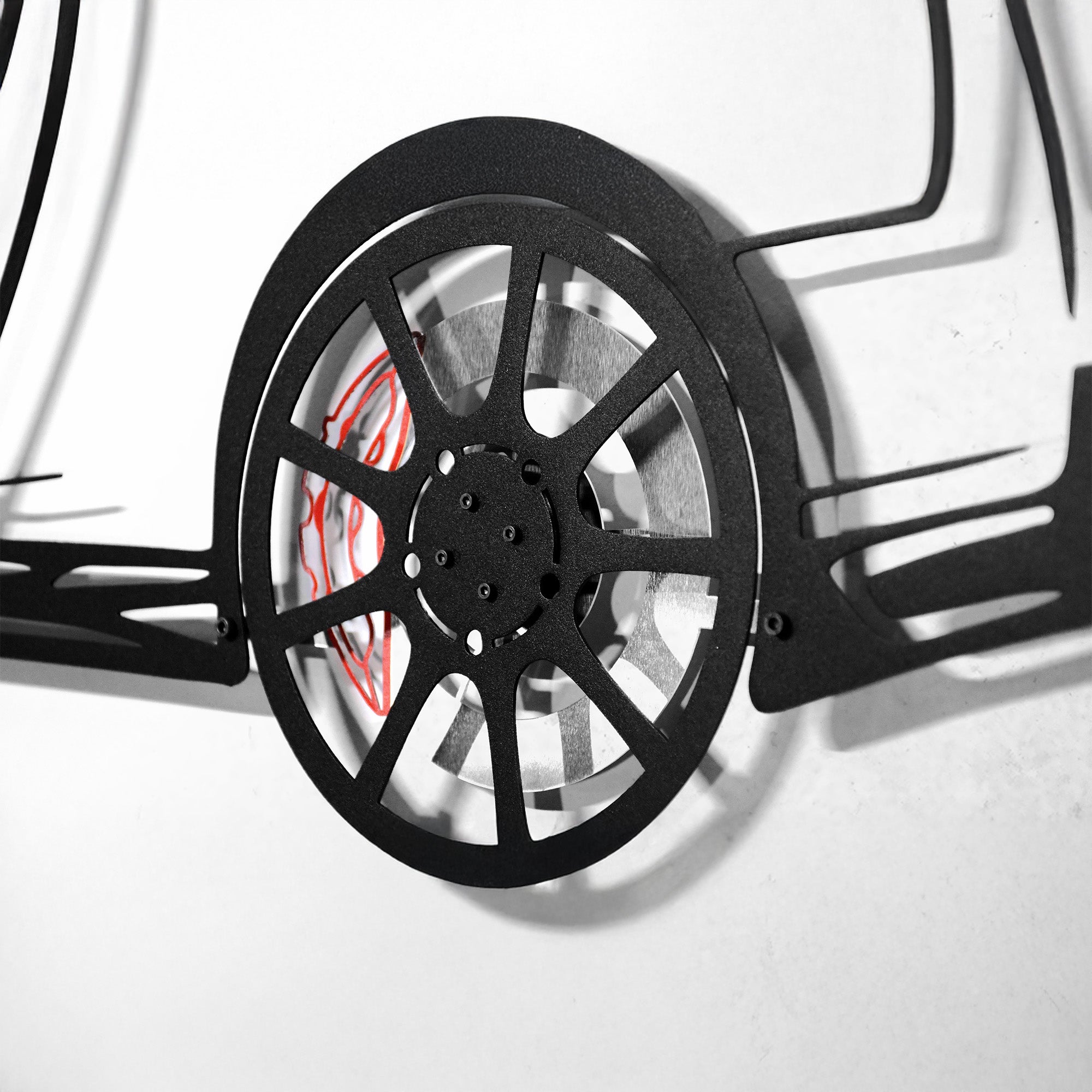 Nissan GT-R R35 Wall Art – JDM Steel Silhouette with Spinning Wheels-KAFMEKA036