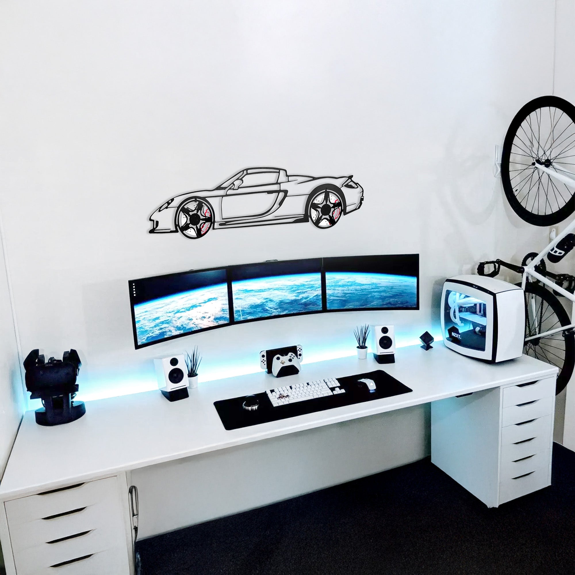Porsche Carrera GT Wall Art – Supercar Steel Silhouette with Spinning Wheels-KAFMEKA039