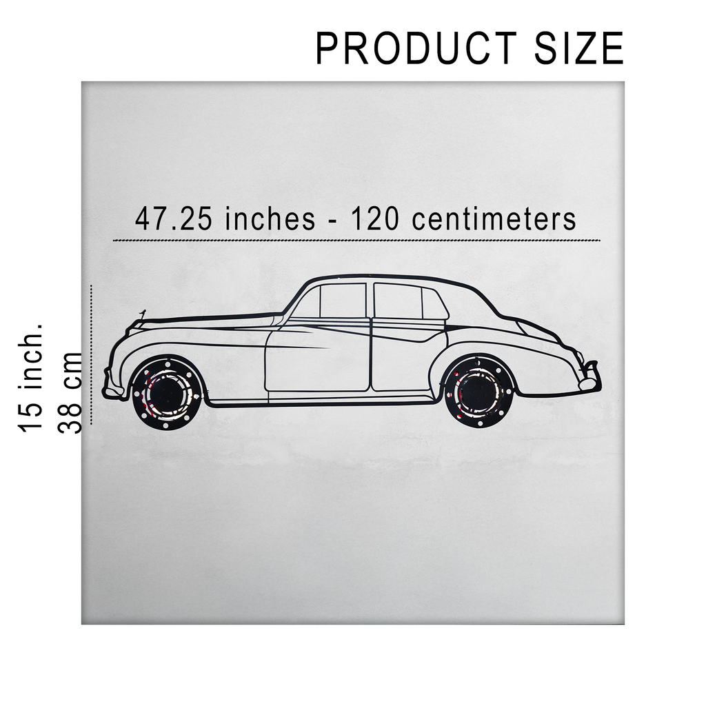 Rolls-Royce Silver Wall Art – Classic Luxury Steel Silhouette with Spinning Wheels-KAFMEKA040