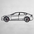 Tesla Model S Wall Art – Electric Car Steel Silhouette with Spinning Wheels-KAFMEKA045