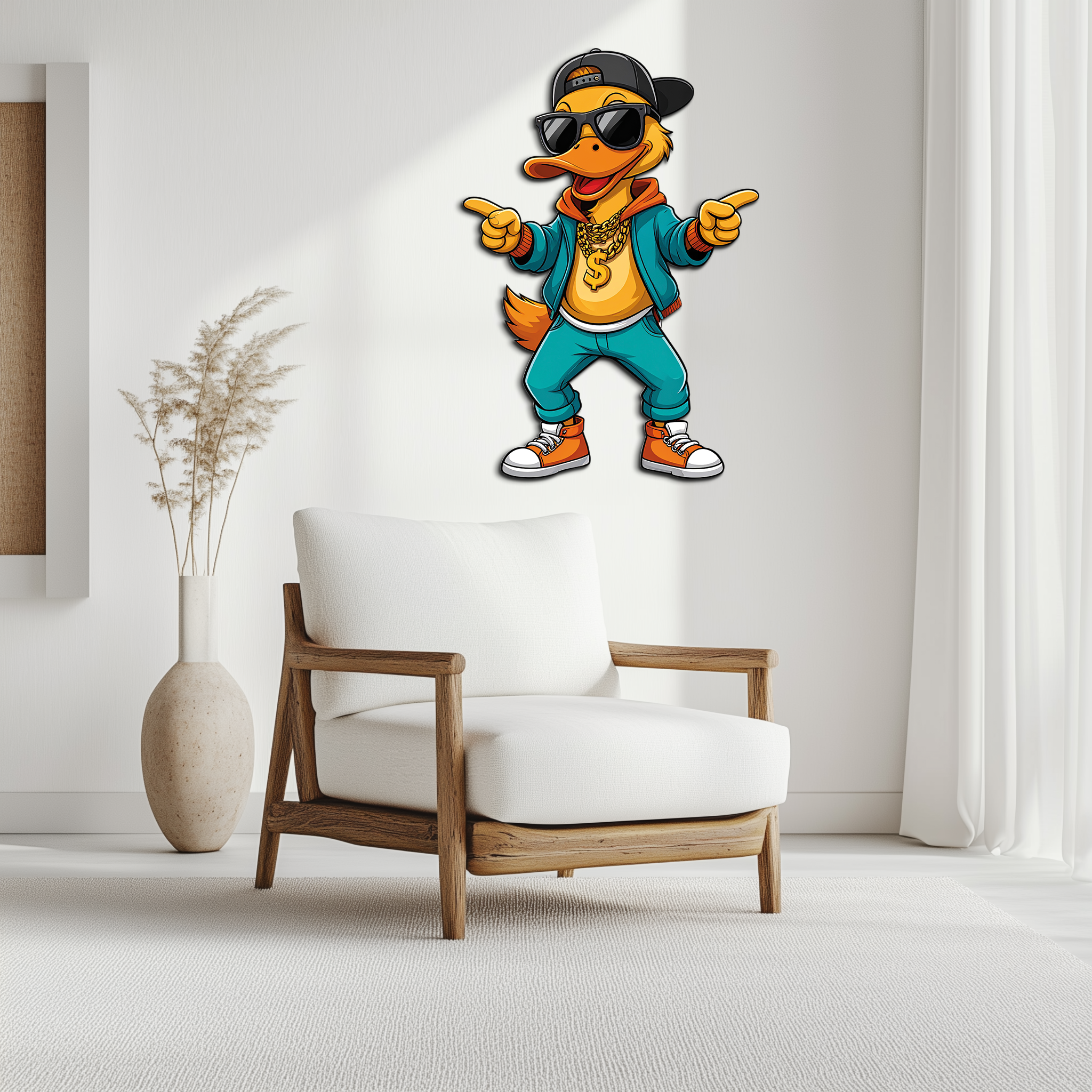 Hip Hop Duck Metal Wall Art – Funny UV Printed Urban Decor-KAFUVM004