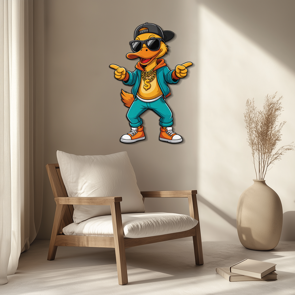 Hip Hop Duck Metal Wall Art – Funny UV Printed Urban Decor-KAFUVM004