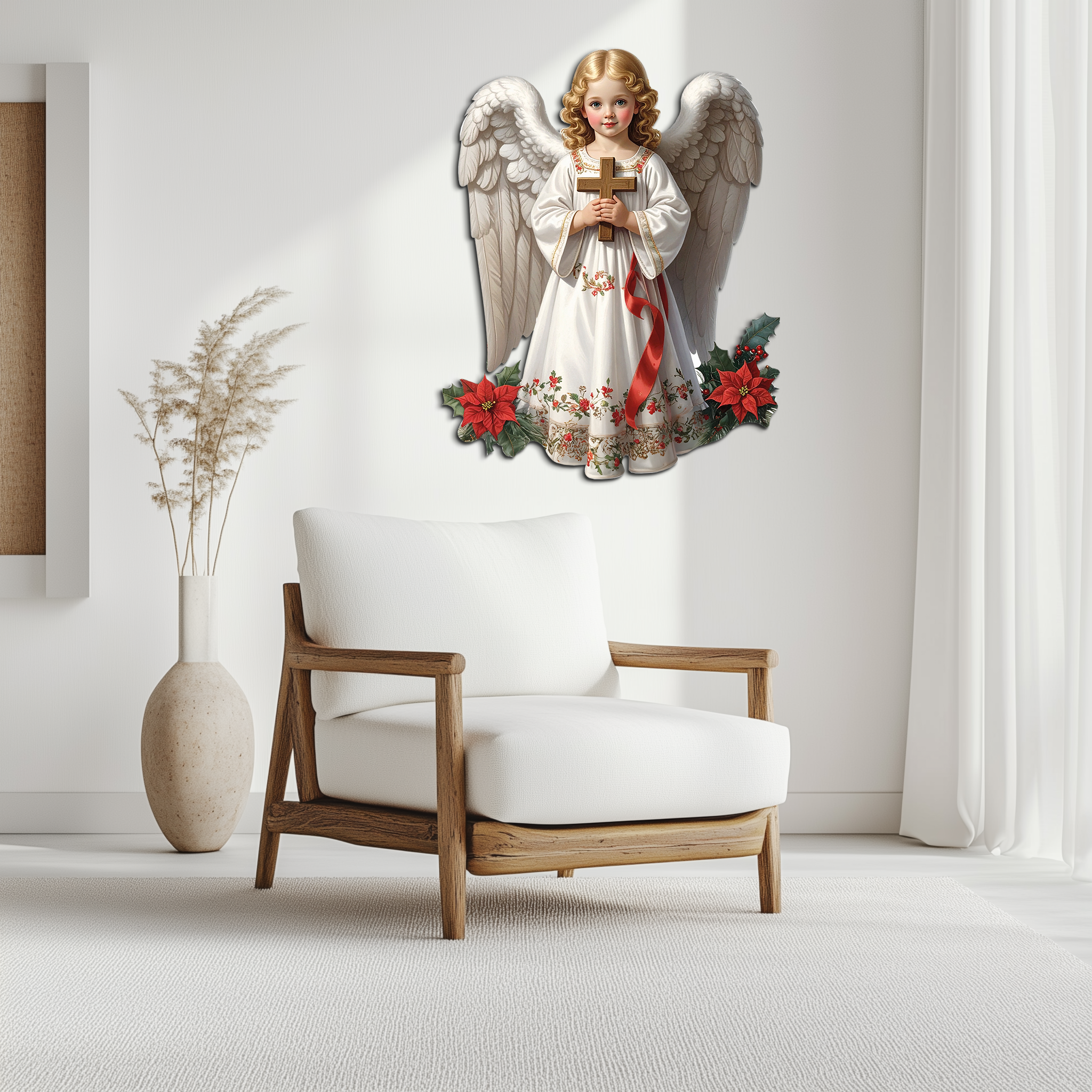 Christmas Angel Metal Wall Art – Holy Child UV Printed Decor-KAFUVM018